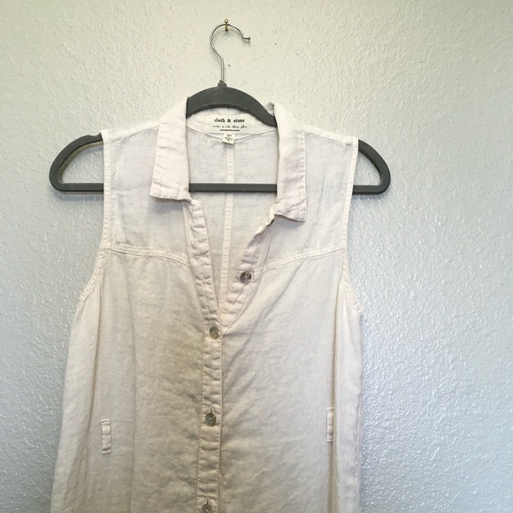 Sleeveless Cloth & Stone Linen Button-Down Dress Medium - Picture 2 of 6